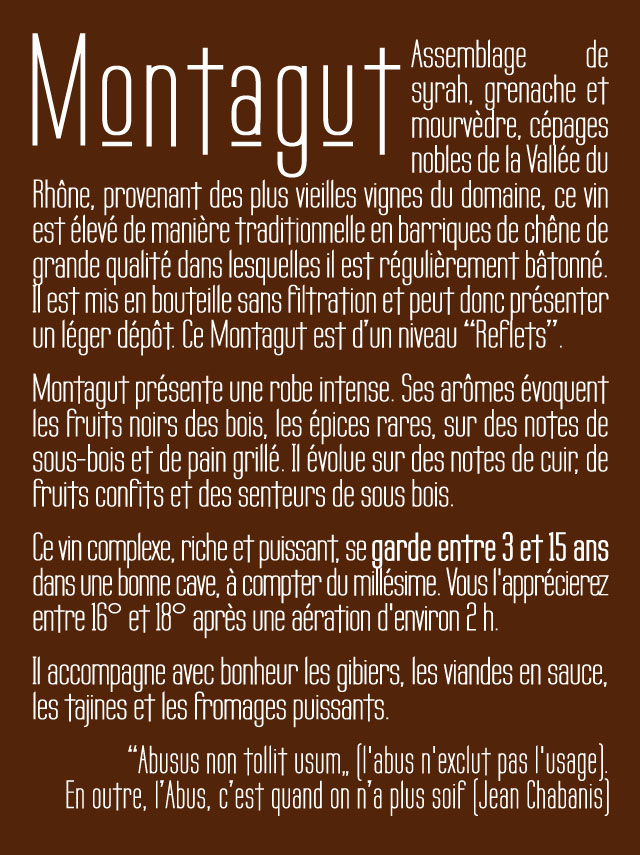 Domaine des Agates - contre étiquette vin rouge Montagut