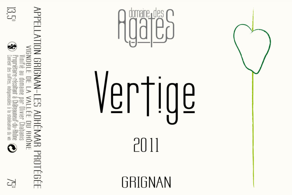 Domaine des Agates - étiquette vin blanc Vertige