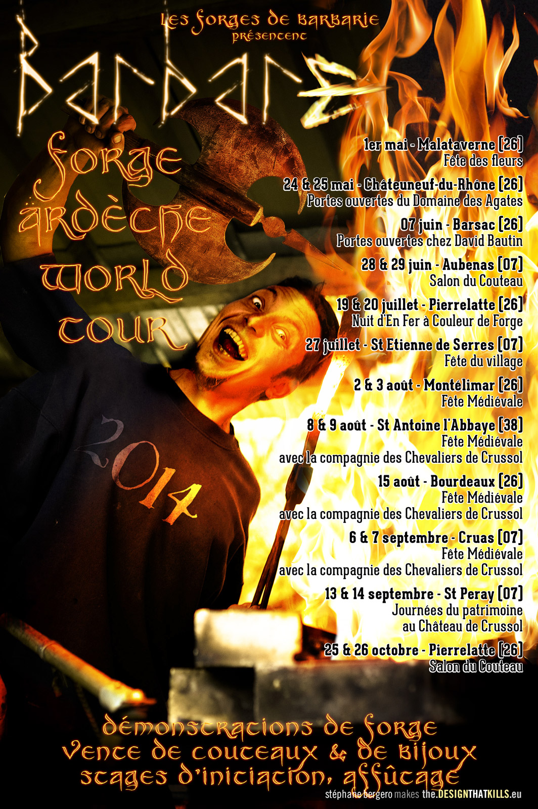 Barbare Forge Ardèche World tour 2014 affiche A2