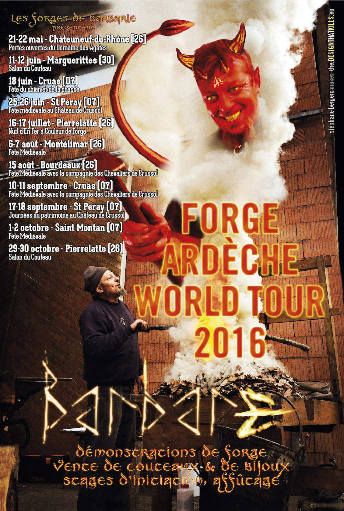 Barbare Forge Ardèche World tour 2016 affiche A2