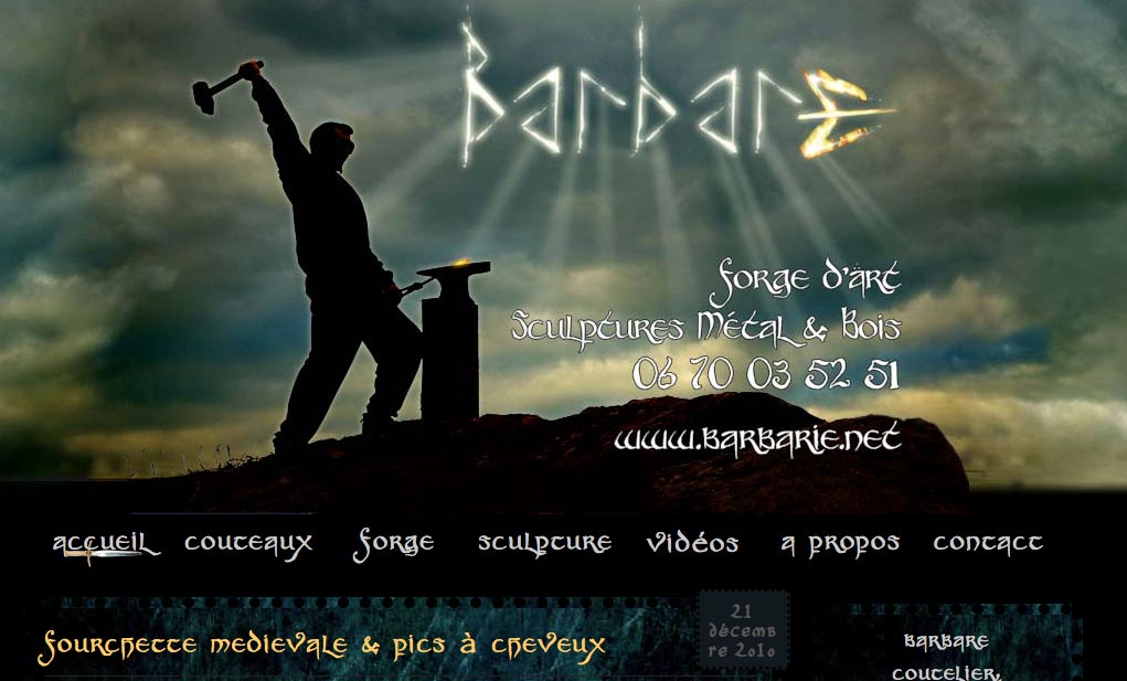 Barbare, forgeron, coutelier - site internet