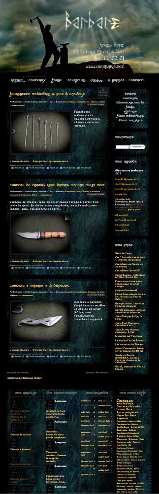 Barbare, forgeron, coutelier - site internet