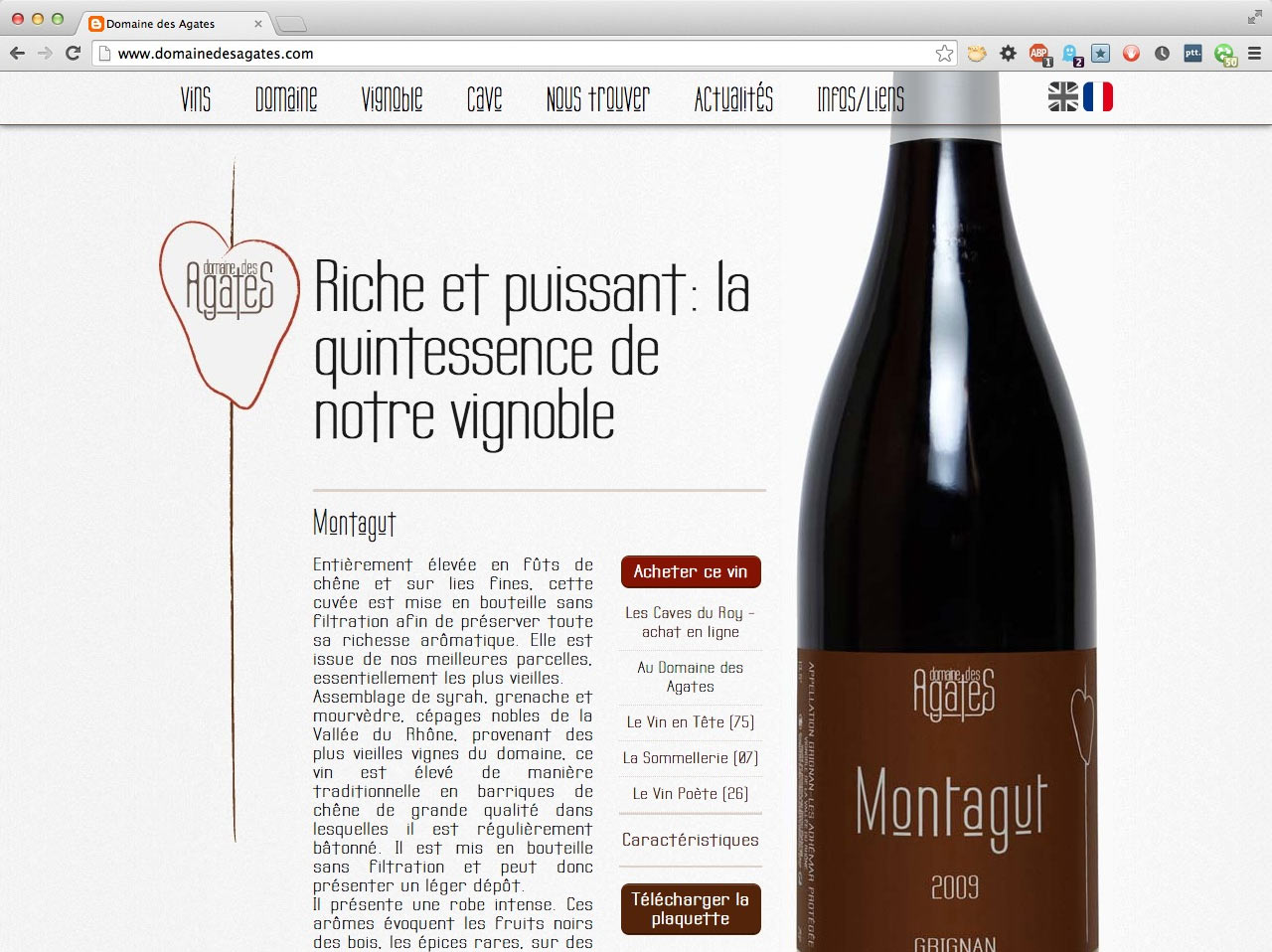 Domaine des Agates - site internet