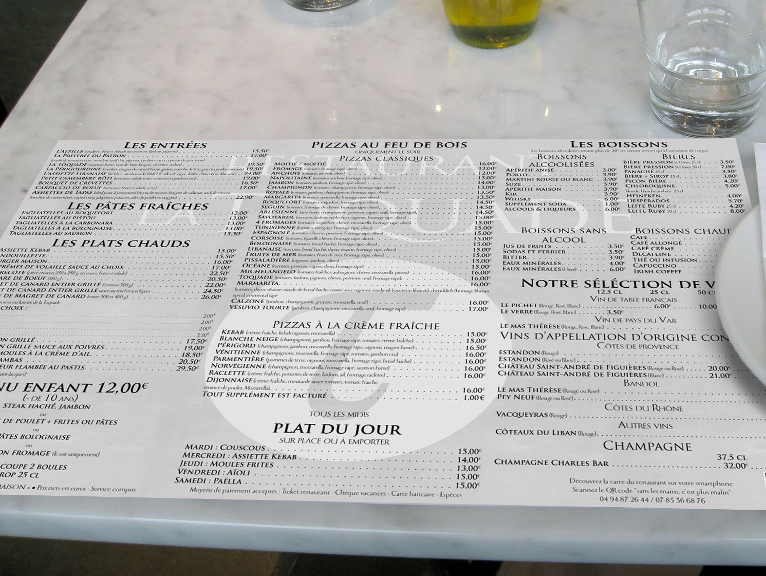 La Toquade restaurant - set de table A3