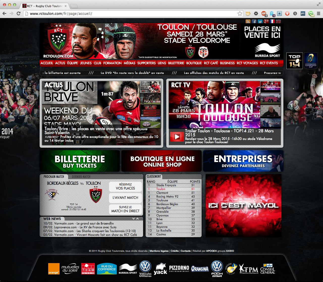 Rugby Club Toulonnais - site internet