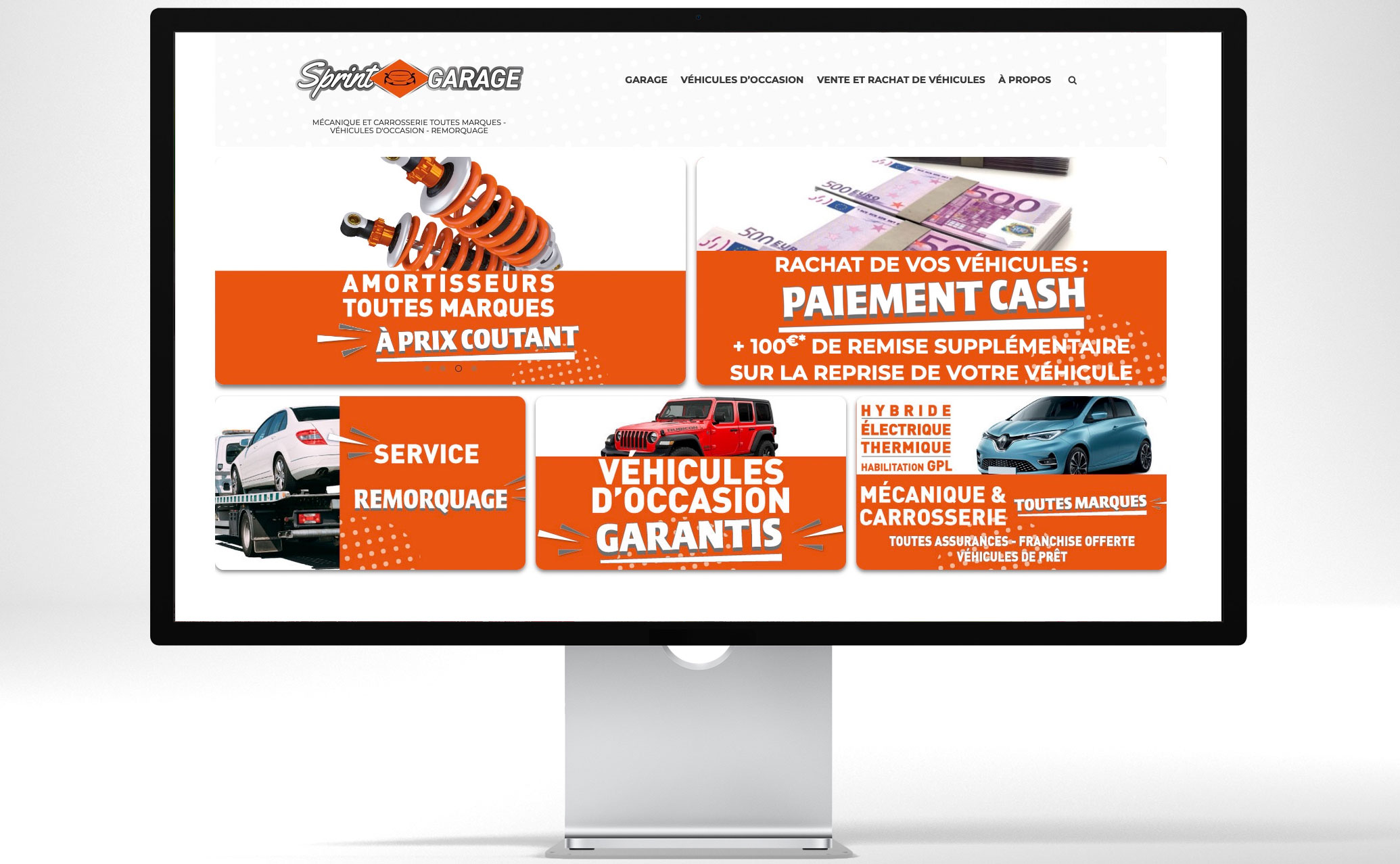 Site internet Sprint Garage - Mécanique et carrosserie toutes marques, automobiles d'occasion, remorquage